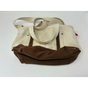ShoreBags Canvas Tote Bag Cream Brown Cotton Shoulder Crossbody Carryall